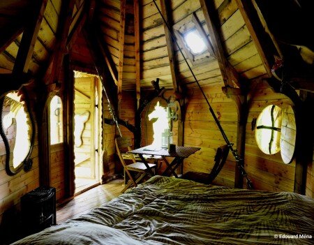 Cabane dans les arbres 1 chambre, avec jardin