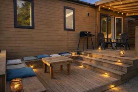 Mobil home 3 chambres, avec piscine