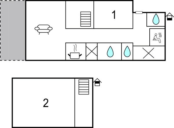 Ferienhaus 2 Schlafzimmer, mit Garten
