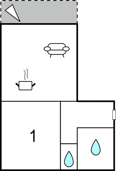 Wohnung 1 Schlafzimmer, mit Meerblick