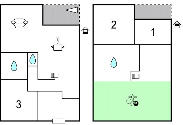 Maison de campagne moderne, 3 chambres, avec cheminée