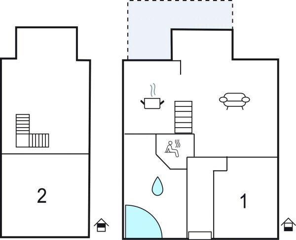 Ferienhaus 2 Schlafzimmer, mit Meerblick