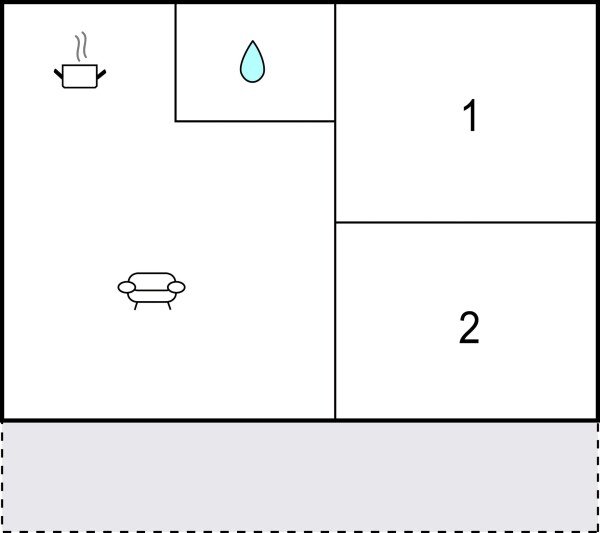 Ferienhaus 2 Schlafzimmer, mit Parkplatz