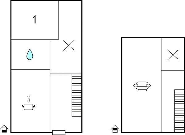 Ferienhaus 1 Schlafzimmer, mit Kamin