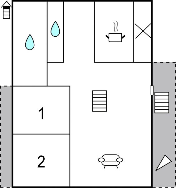 Wohnung 2 Schlafzimmer, mit Kamin