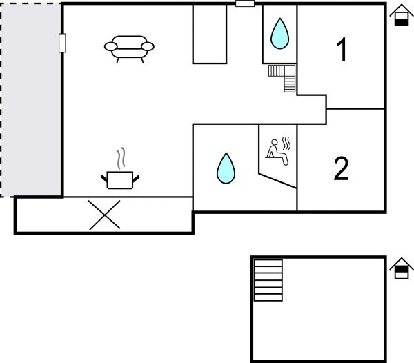 Ferienhaus 2 Schlafzimmer, mit Kamin