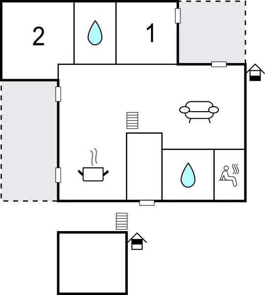 House 2 bedrooms, with sea view
