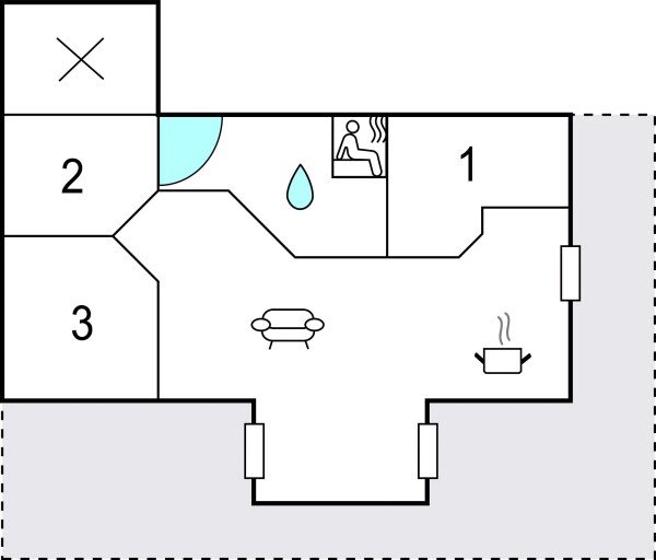 House 3 bedrooms, with sea view