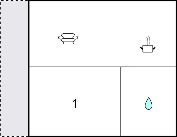 Apartment 1 bedroom, with air conditioning