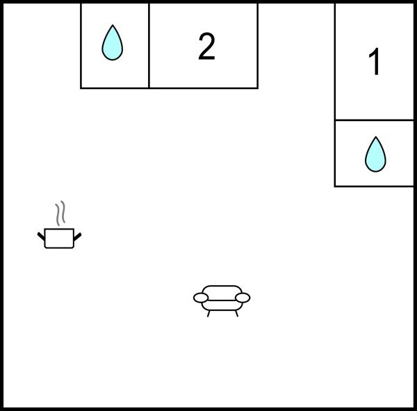 Wohnung 2 Schlafzimmer, mit Klimaanlage