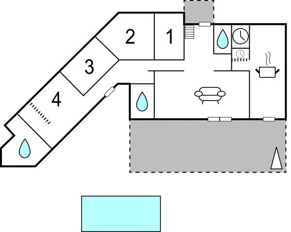 House 4 bedrooms, with pool