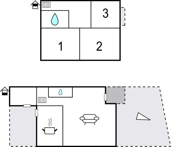 House 2 bedrooms, with sea view