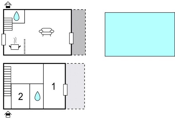 Casa 2 habitaciones, con vista al mar