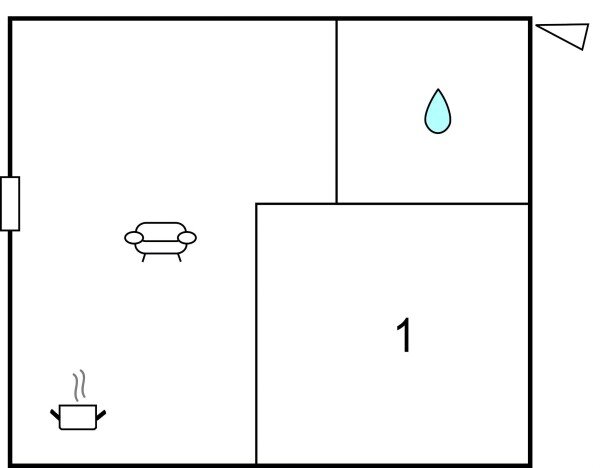 House 1 bedroom, with air conditioning