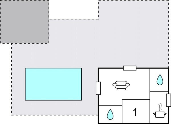 Ferienhaus 1 Schlafzimmer, mit Pool