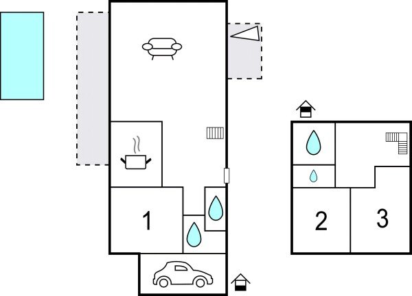 Maison de campagne moderne, 3 chambres, avec piscine