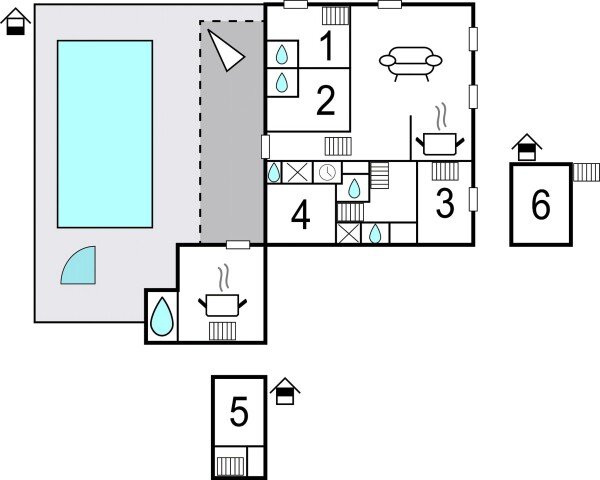 Maison 6 chambres, avec piscine