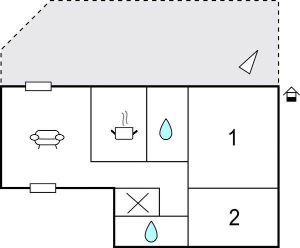 Wohnung 2 Schlafzimmer, mit Garten
