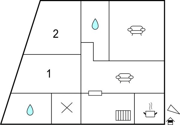 Wohnung 2 Schlafzimmer, mit Klimaanlage