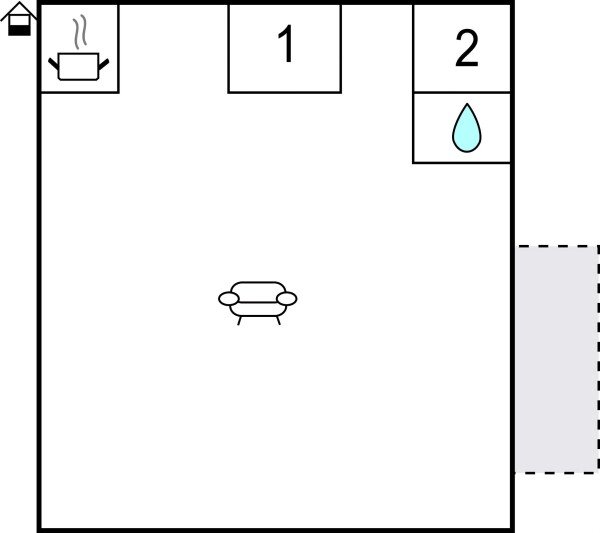 Casa 2 camere, con vista mare