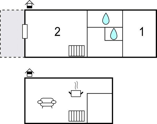 Ferienhaus 2 Schlafzimmer, mit Meerblick