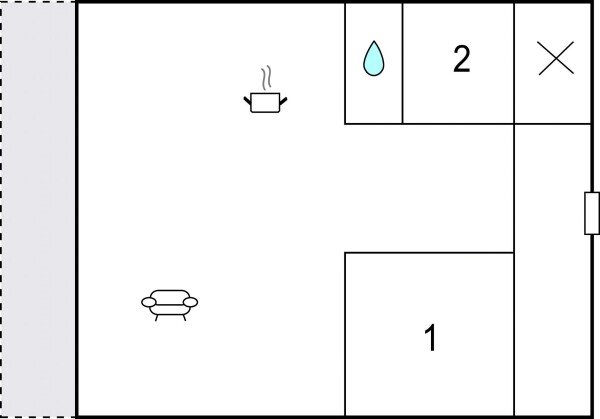 House 2 bedrooms, with garden