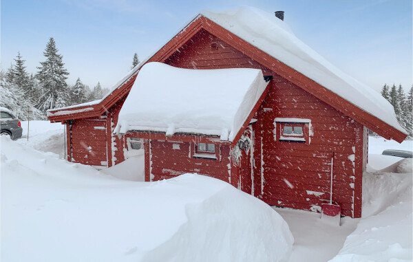 Maison en bois moderne, 2 chambres, avec cheminée