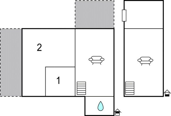 House 2 bedrooms, with sea view