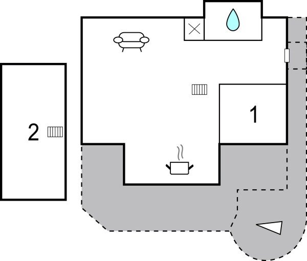 House 2 bedrooms, with garden