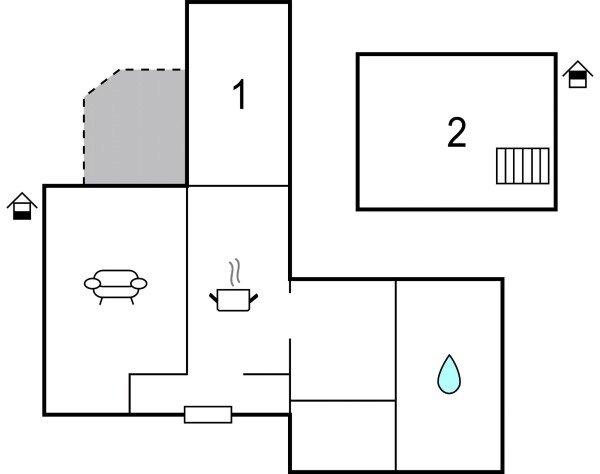 House 2 bedrooms, with sea view