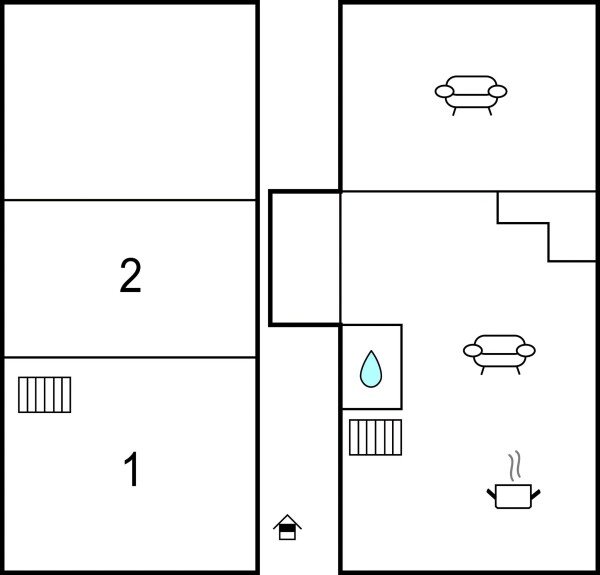 House 2 bedrooms, with garden