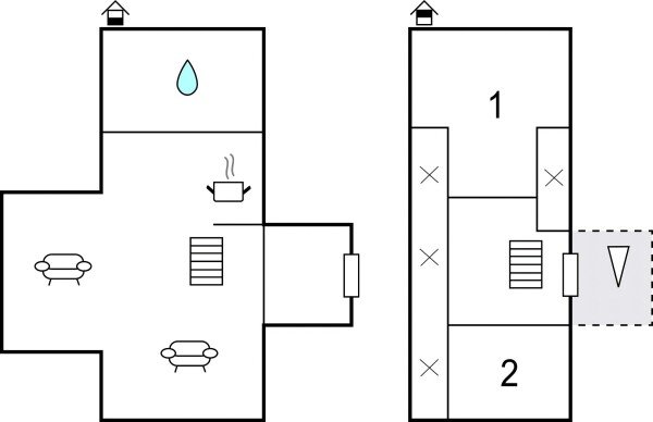 House 2 bedrooms, with sea view