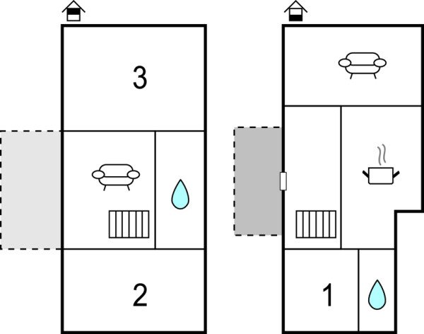 Casa 1 quarto, com jardim