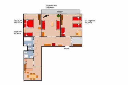 Wohnung 3 Schlafzimmer, mit WLAN