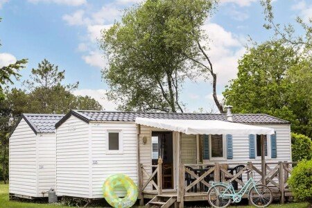 Mobil home authentique, 2 chambres, avec salle de sport