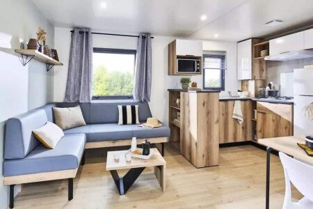 Mobil home design, 2 chambres, avec piscine