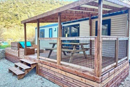 Mobil home 3 chambres, avec piscine