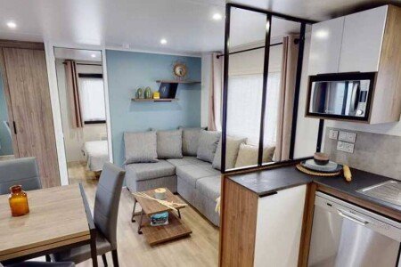 Mobil home design, 3 chambres, avec piscine