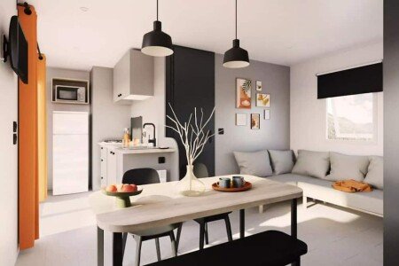 Mobil home 3 chambres, avec piscine