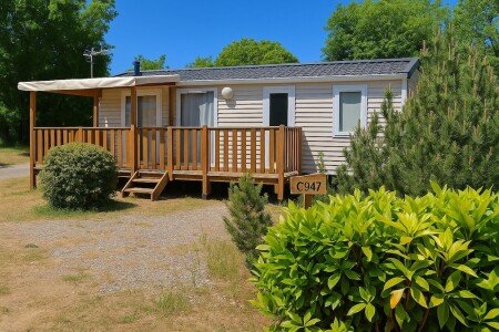 Mobil home tout confort, 3 chambres, avec piscine