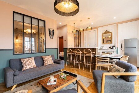 Appartement design, 2 chambres, avec cheminée
