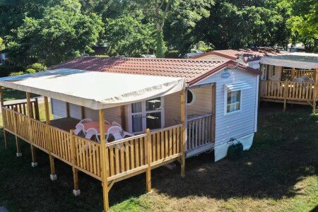 Mobil home chic, 3 chambres, avec piscine