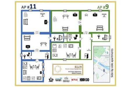 Wohnung 2 Schlafzimmer, mit Klimaanlage